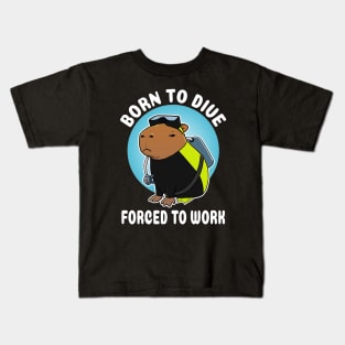 Born to dive forced to work Capybara Scuba Diver Costume Kids T-Shirt